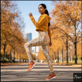Ljus Orange Trängd Hund Ansikte Upprepande Mönster Leggings