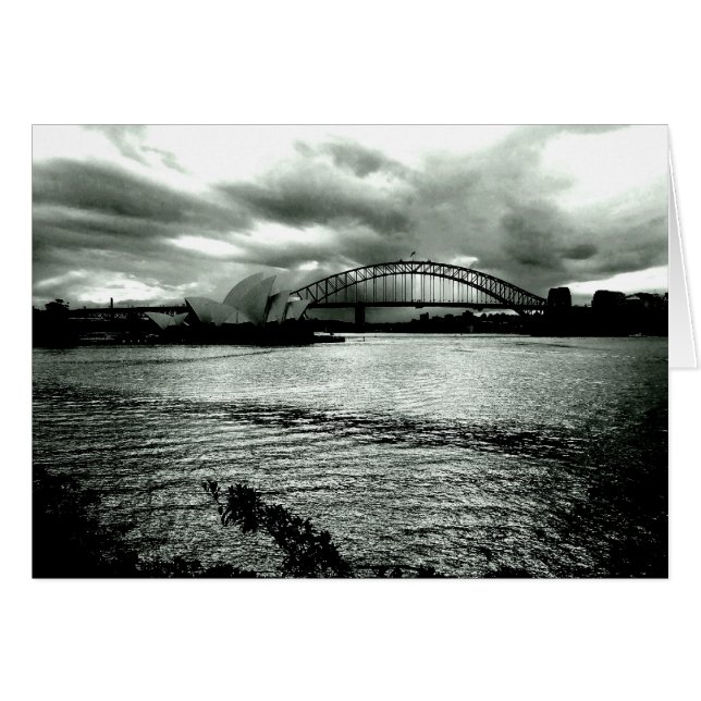 Ljus över hamnen hälsningskort (Framsidan Horizontal)