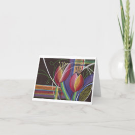 Ljus på Black Pastel Tulips Notecard Tack Kort