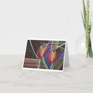 Ljus på Black Pastel Tulips Notecard Tack Kort