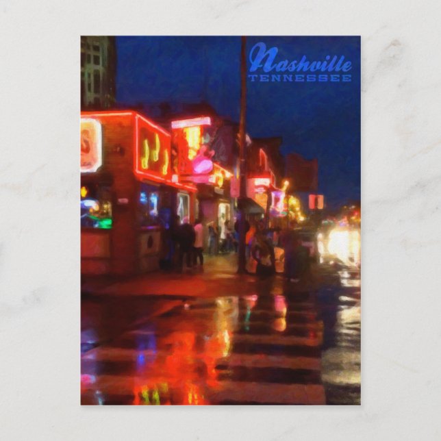 Ljus på Broadways Nashville Tennessee - vykort (Framsida)