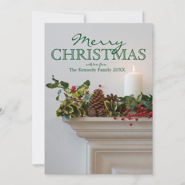 Ljus på en mantel julkort (Framsida)