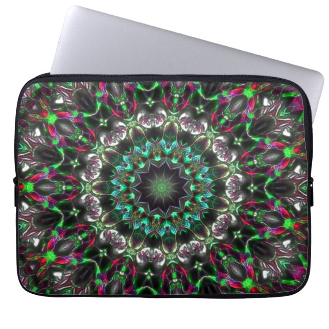 Ljus på mörk i medallion-stil kaleidoskop laptop fodral (Framsidan)