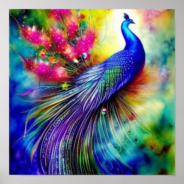 Ljus påfågel   poster (Framsidan)