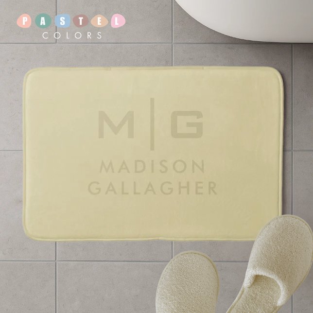 Ljus Pastell Gul Citrongul Färg Badrumsmatta (Solid Soft Light Pastel Lemon Yellow Color Bath Mat
)