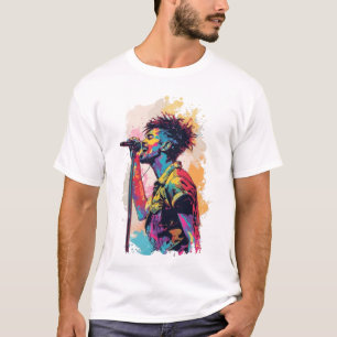 Ljus Pastell Pop Art Sångare Grafik - Färgrik R T Shirt