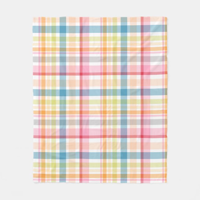 Ljus Pastell-rutig flervärgad klan-tartan Fleecefilt (Framsidan)
