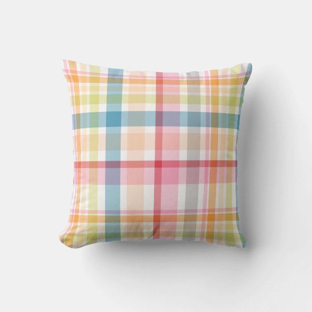 Ljus Pastell-rutig flervärgad klan-tartan Kudde (Framsida)
