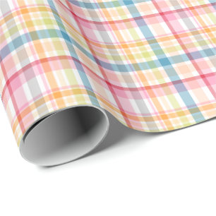 Ljus Pastell-rutig flervärgad klan-tartan Presentpapper