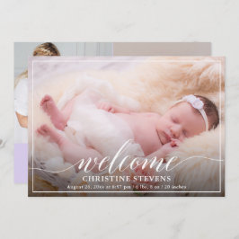 Ljus Pastelllila 3 Foto Födelseannons Julkort