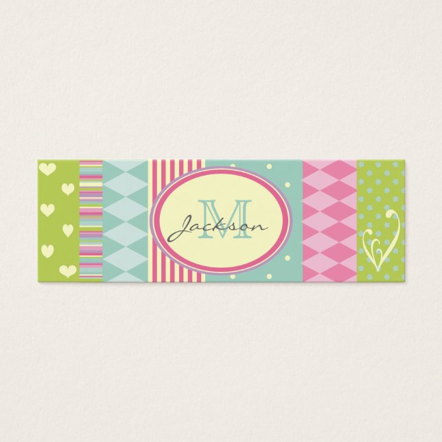 Ljus Patchwork-Stil multimönsterat Möte Litet Visitkort (Framsidan)