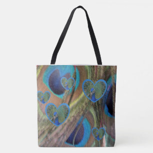Ljus Peacock Feathers Tote Bag Tygkasse