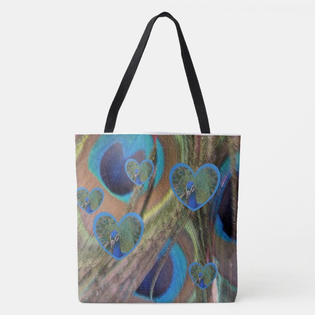 Ljus Peacock Feathers Tote Bag Tygkasse (Framsida)