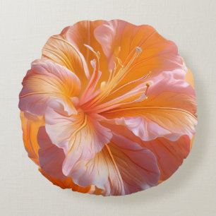 Ljus Persika Hibiskus Blommig Kastkudde Rund Kudde