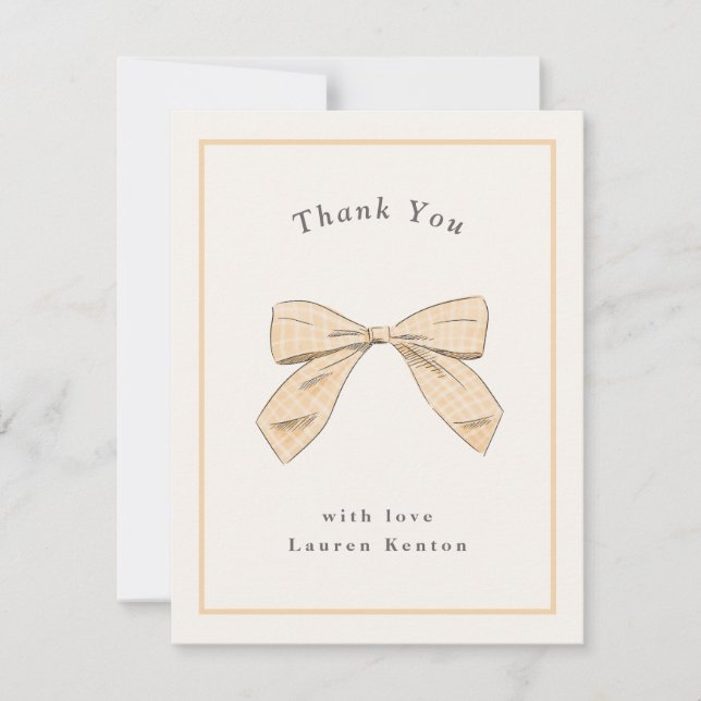 Ljus persisk rutig båge Elegant baby shower Tack Kort (Framsida)
