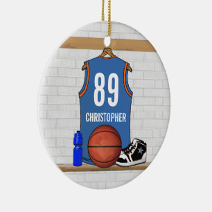 Ljus personlig - orange basket Jersey för blått Julgransprydnad Keramik
