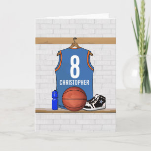 Ljus personlig - orange basket Jersey för blått Kort