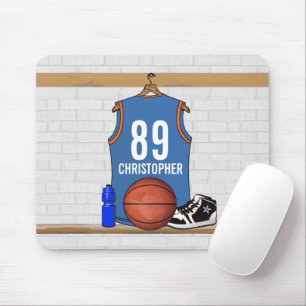 Ljus personlig - orange basket Jersey för blått Musmatta