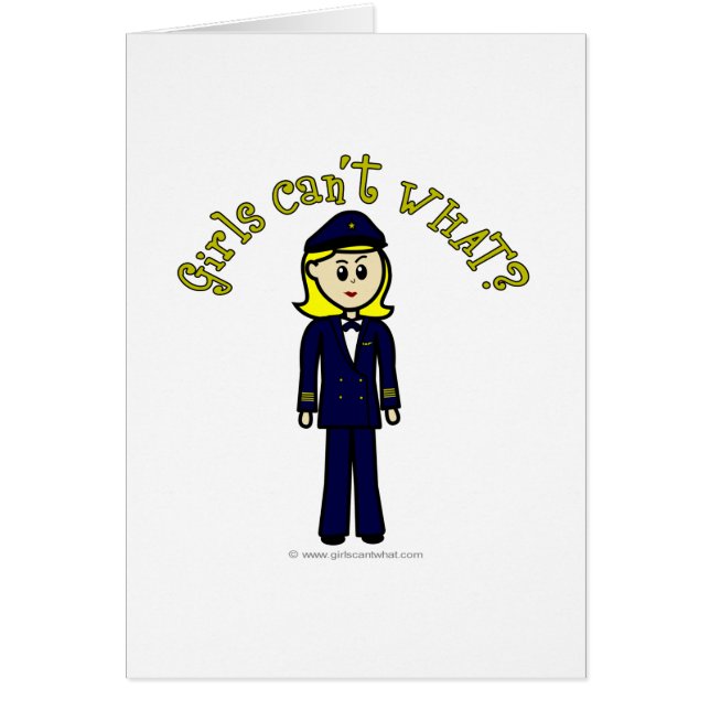 Ljus pilotflicka hälsningskort (Framsidan)