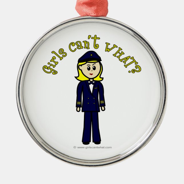 Ljus pilotflicka julgransprydnad metall (Framsidan)