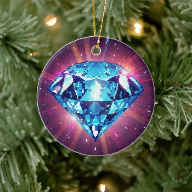 Ljus Pixelerad Diamant  Julgransprydnad Keramik (Träd)