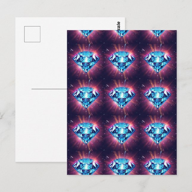 Ljus Pixelerad Diamant  Vykort (Fram/baksida)