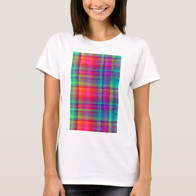 Ljus pläd tee shirt (Framsida)