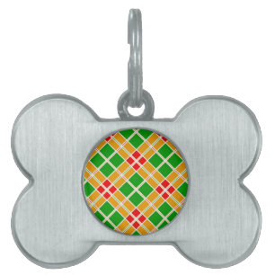 Ljus Plaid Tartan grön gul mönster tillbehör Namnbricka Husdjur
