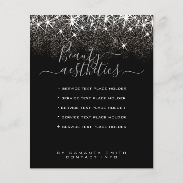 Ljus platina silver glitter elegant flygblad (Framsida)