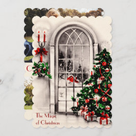 Ljus-plattskärm i julfönstret julkort