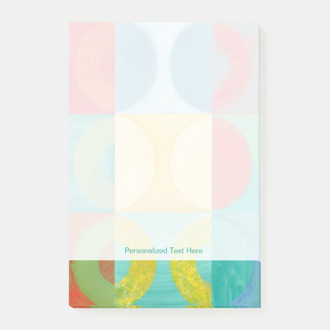 Ljus popup-bild med cirklar och fyrkanter post-it block (Framsida)