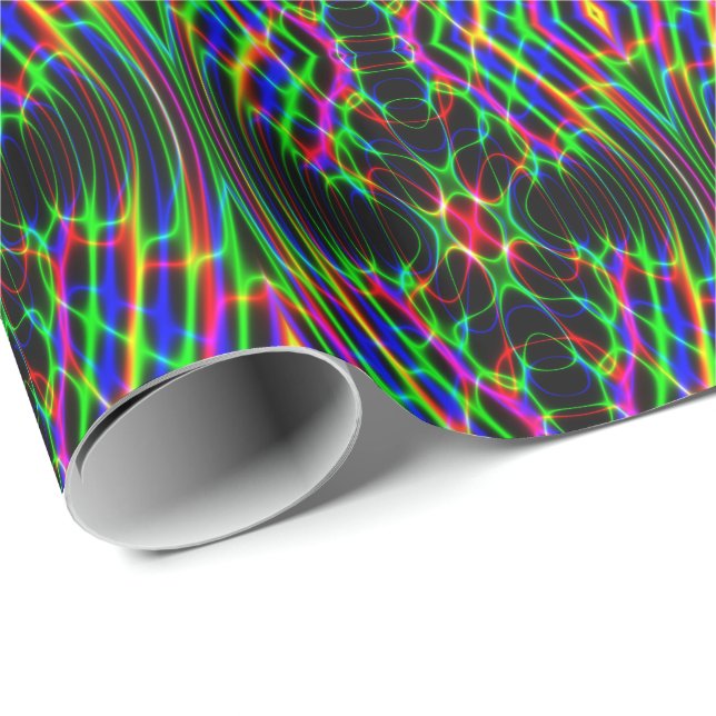Ljus Psychedelic abstrakt för neonlaser Presentpapper (Rullad Hörn)