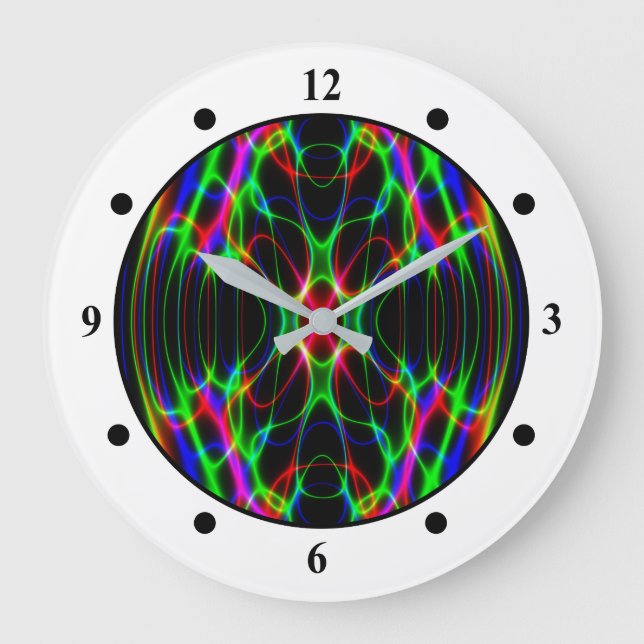 Ljus Psychedelic abstrakt för neonlaser Stor Klocka (Framsida)