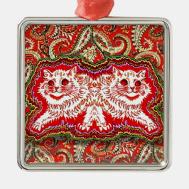 Ljus psychedelic Red Cats (av Louis Wain) Julgransprydnad Metall