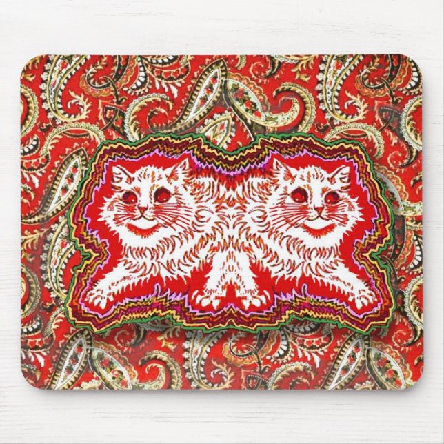 Ljus psychedelic Red Cats (av Louis Wain) Musmatta (Framsidan)