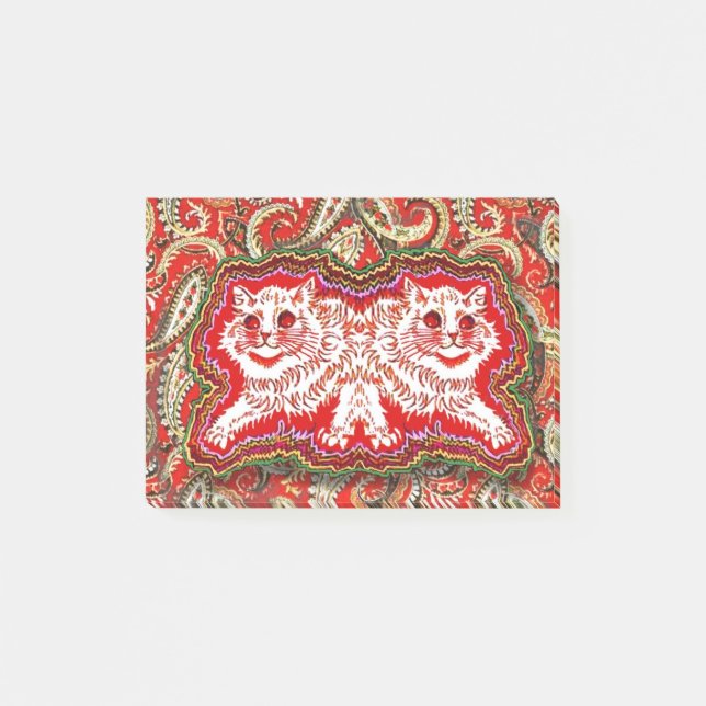 Ljus psychedelic Red Cats (av Louis Wain) Post-it Block (Framsida)