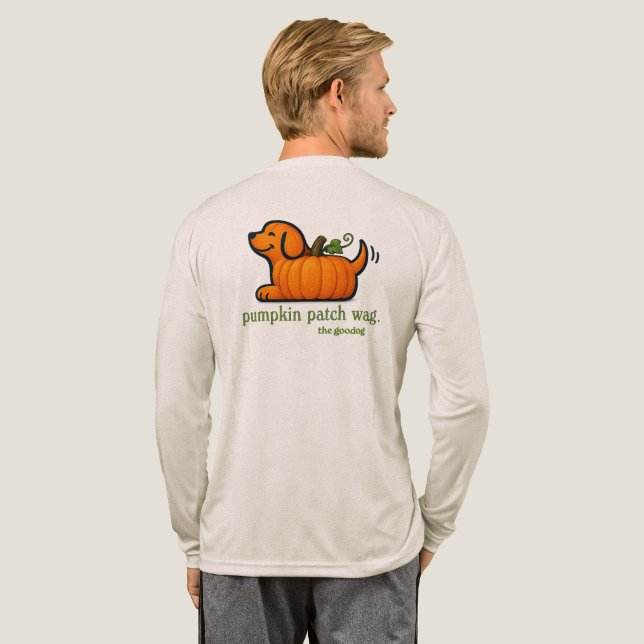 Ljus Pumpa Hund Höst Mäns T Shirt (Hel baksida)