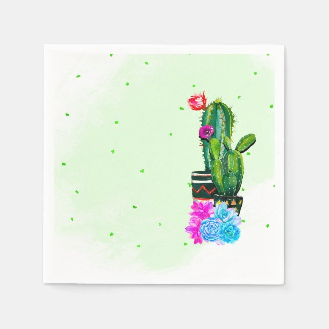 Ljus Randig Fiesta Sukkulenter Cinco de Mayo Pappersservett (Framsidan)