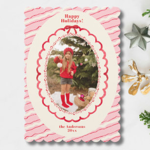 Ljus Randiga Två Bilder Rosa Jul Julkort