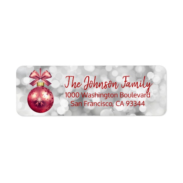 Ljus Red Ornament jul-Returadressen Returadress Etikett (Framsidan)