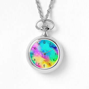Ljus regnbåge Fluffig pälsstruktur Bakgrundsdesign Armbandsur