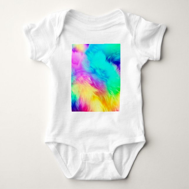 Ljus regnbåge Fluffig pälsstruktur Bakgrundsdesign T Shirt (Framsida)