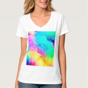 Ljus regnbåge Fluffig pälsstruktur Bakgrundsdesign T Shirt