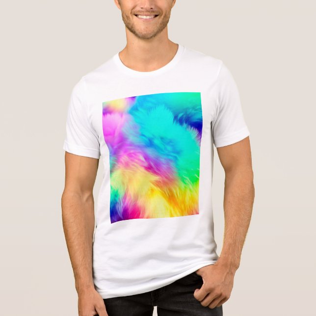 Ljus regnbåge Fluffig pälsstruktur Bakgrundsdesign T Shirt (Framsida)