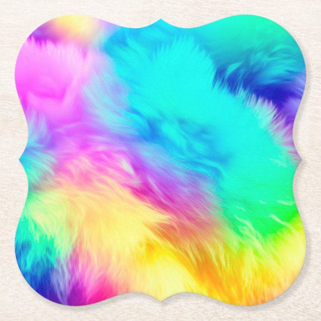 Ljus regnbåge Fluffig pälsstruktur Bakgrundsdesign Underlägg Papper (Framsida)