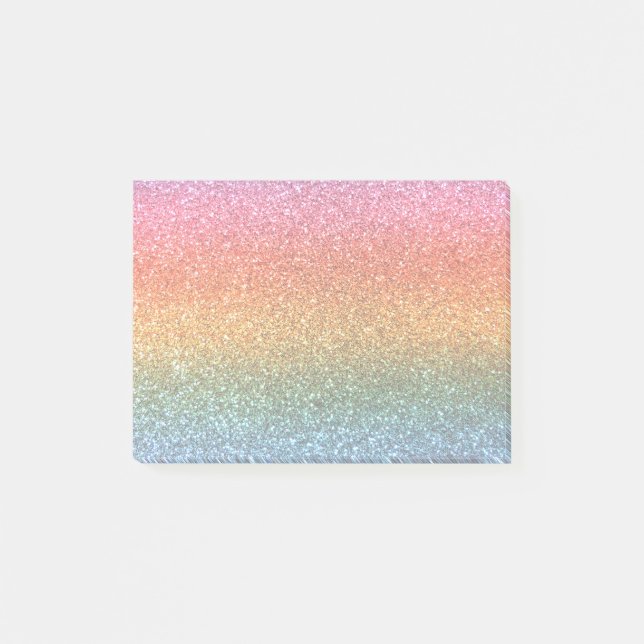 Ljus regnbåge glitter post-it block (Framsida)