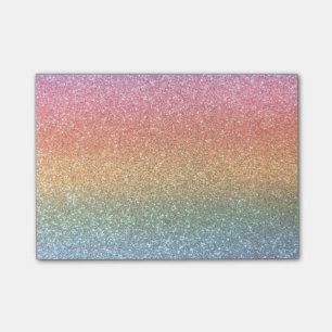 Ljus regnbåge glitter post-it block