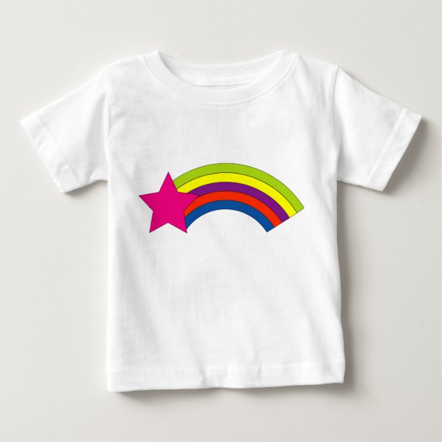 Ljus regnbåge & rosa stjärna för barn t shirt (Framsida)