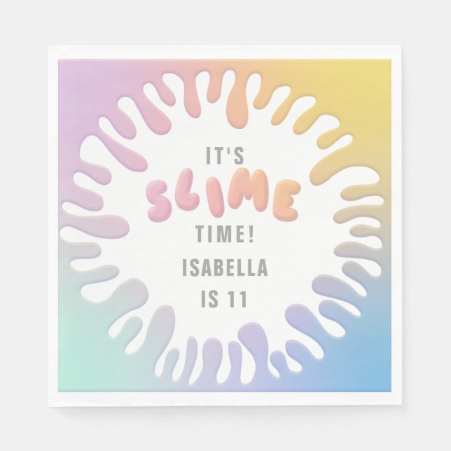 Ljus regnbåge slime party pappersservett (Framsidan)