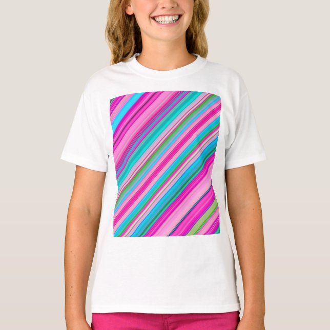 Ljus regnbågsrandig mönsterdesign t shirt (Framsida)